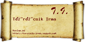 Töröcsik Irma névjegykártya
